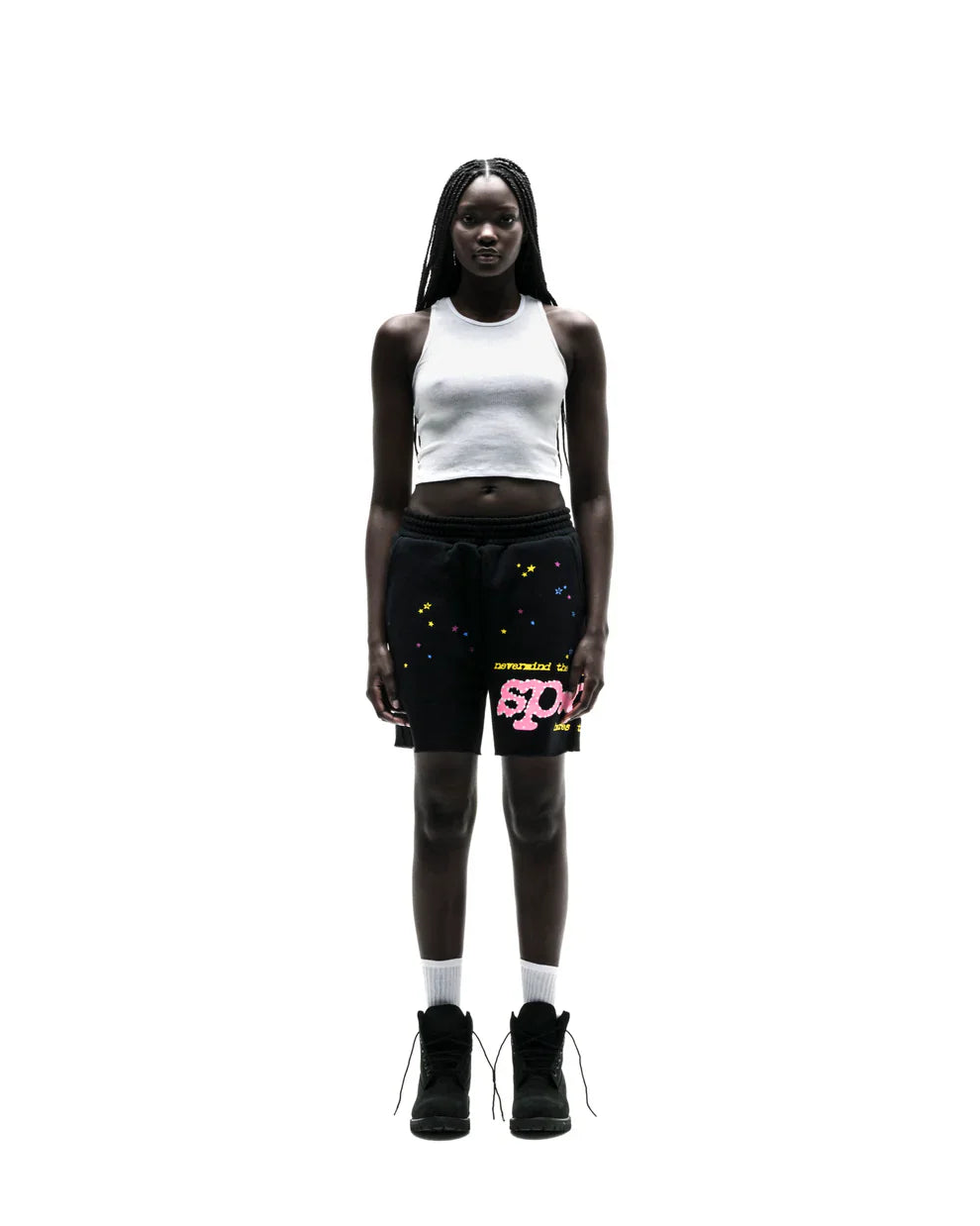 Sp5der Black Punk V2 Sweat Shorts