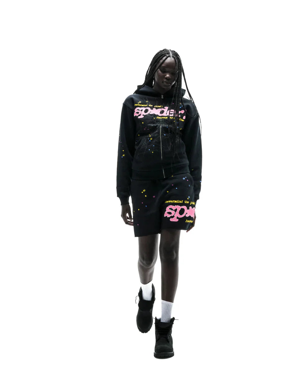 Sp5der Black Punk V2 Zip Hoodie