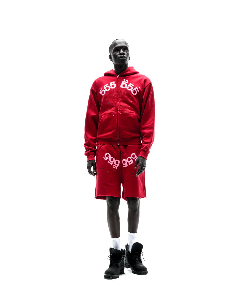 Sp5der Merlot Angel Number Zip Hoodie