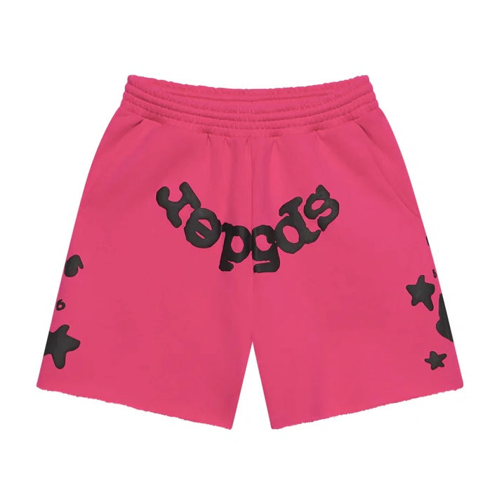 Sp5der Pink Black Beluga Sweat Shorts