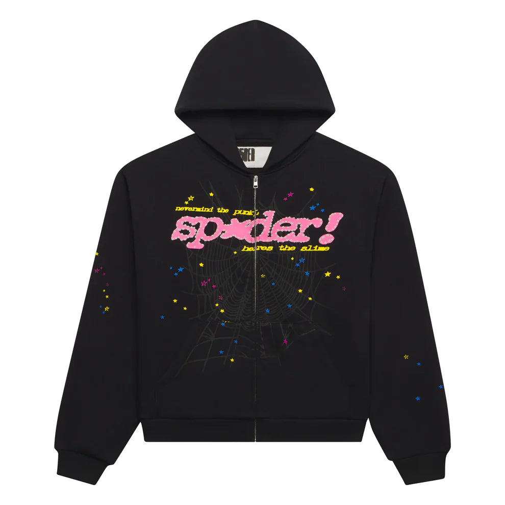 Sp5der Black Punk V2 Zip Hoodie