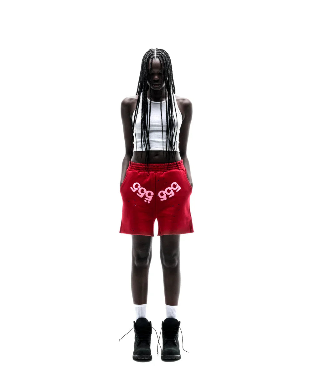 Sp5der Merlot Angel Number Sweat Shorts