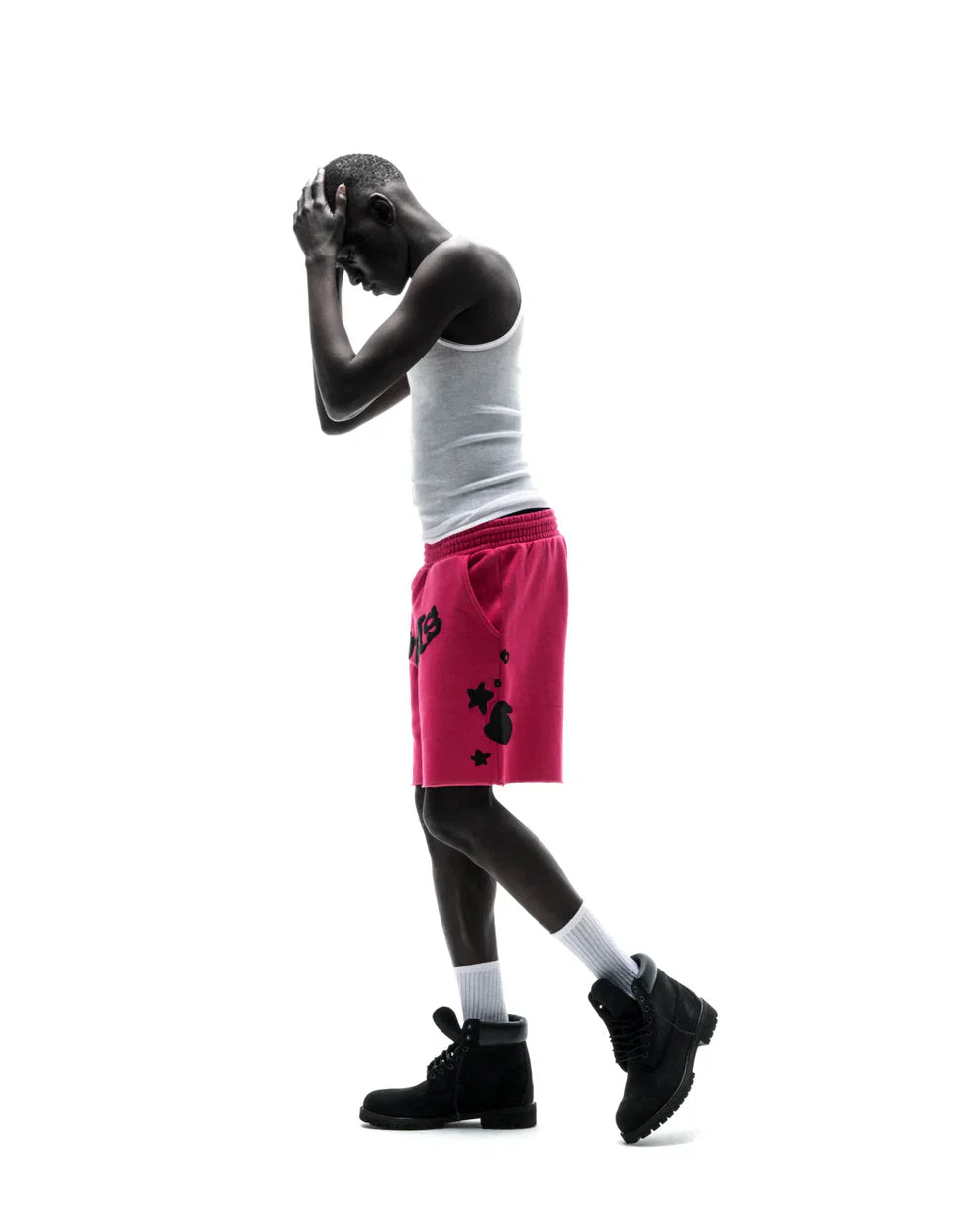 Sp5der Pink Black Beluga Sweat Shorts