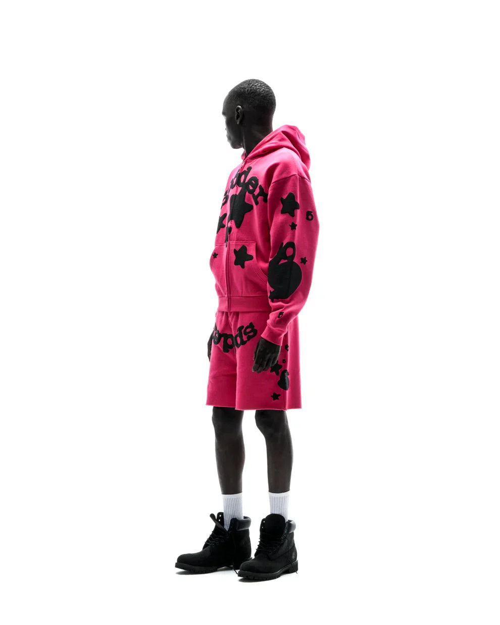 Sp5der Pink Black Beluga Zip Hoodie