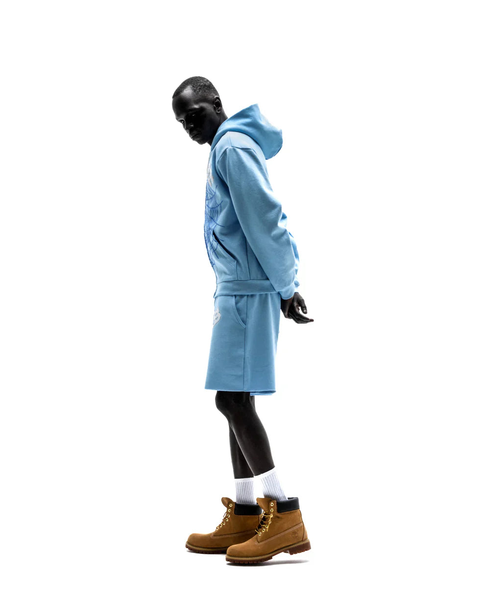 Sp5der Sky Blue OG Web Zip Hoodie