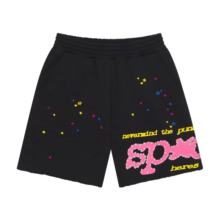 Sp5der Black Punk V2 Sweat Shorts