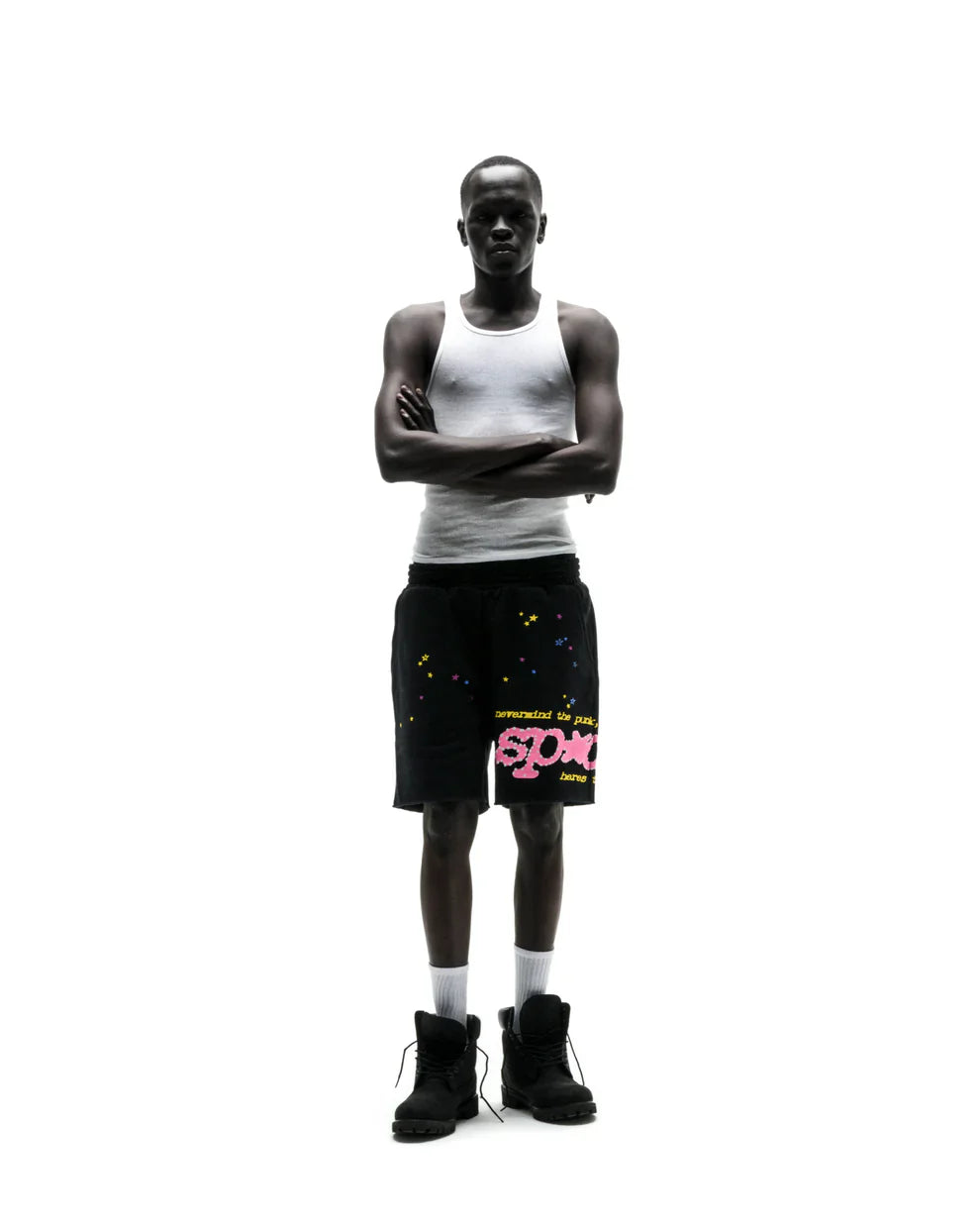 Sp5der Black Punk V2 Sweat Shorts