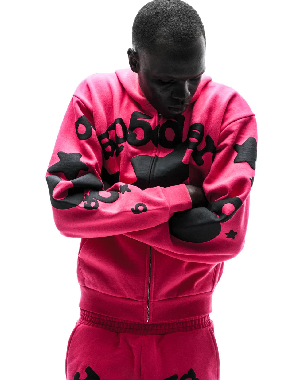 Sp5der Pink Black Beluga Zip Hoodie