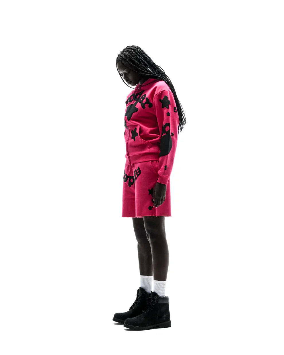 Sp5der Pink Black Beluga Zip Hoodie