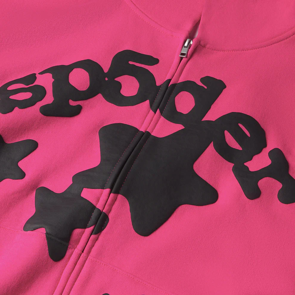 Sp5der Pink Black Beluga Zip Hoodie
