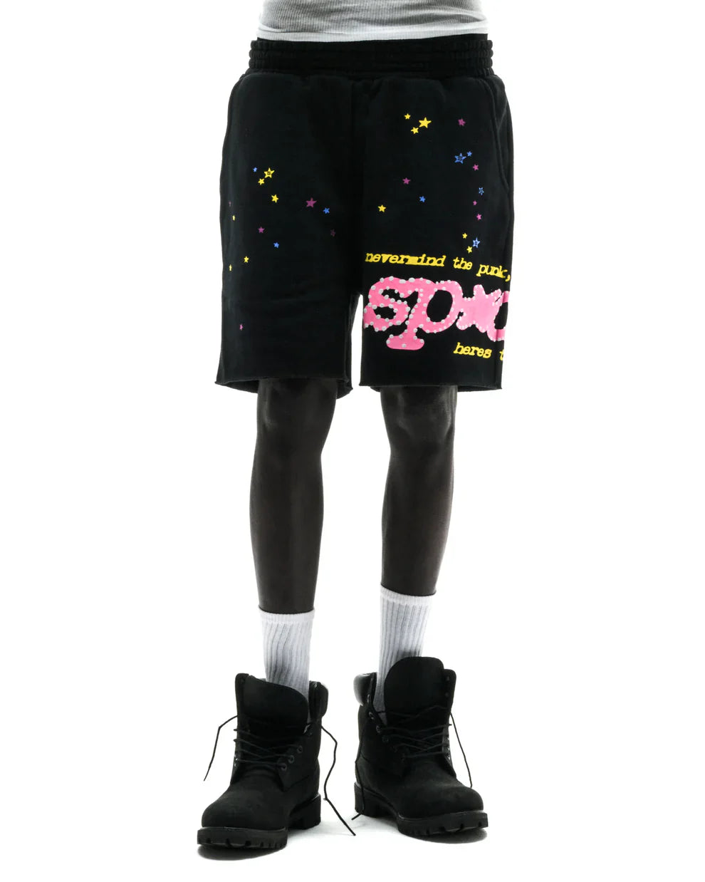 Sp5der Black Punk V2 Sweat Shorts