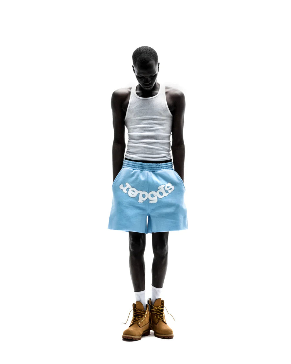 Sp5der Sky Blue OG Web Sweat Shorts