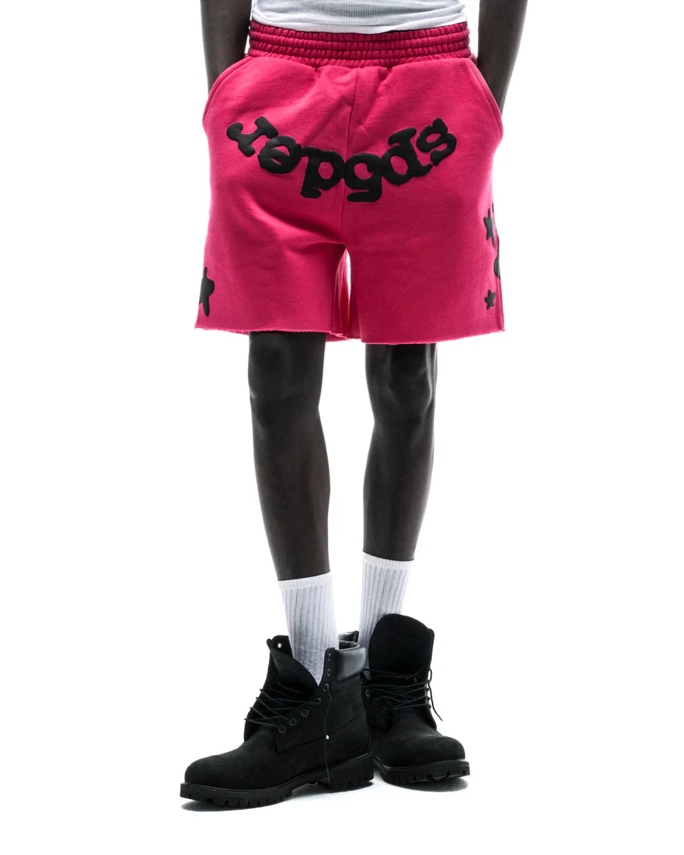 Sp5der Pink Black Beluga Sweat Shorts