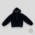 Celine Homme Logo Embellished Fleece Hoodie in Black