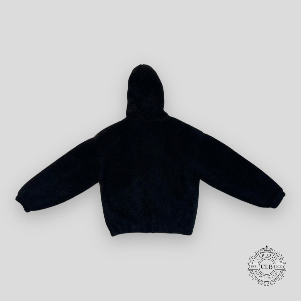 Celine Homme Logo Embellished Fleece Hoodie in Black